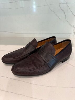 Gucci Dark Brown Monogram Leather Penny Loafers